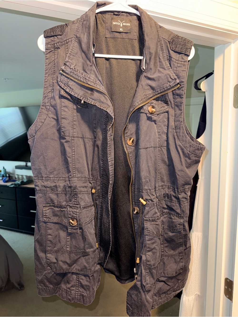 Sanctuary Women’s Utility Vest in Charcoal Gray with Brass Accents